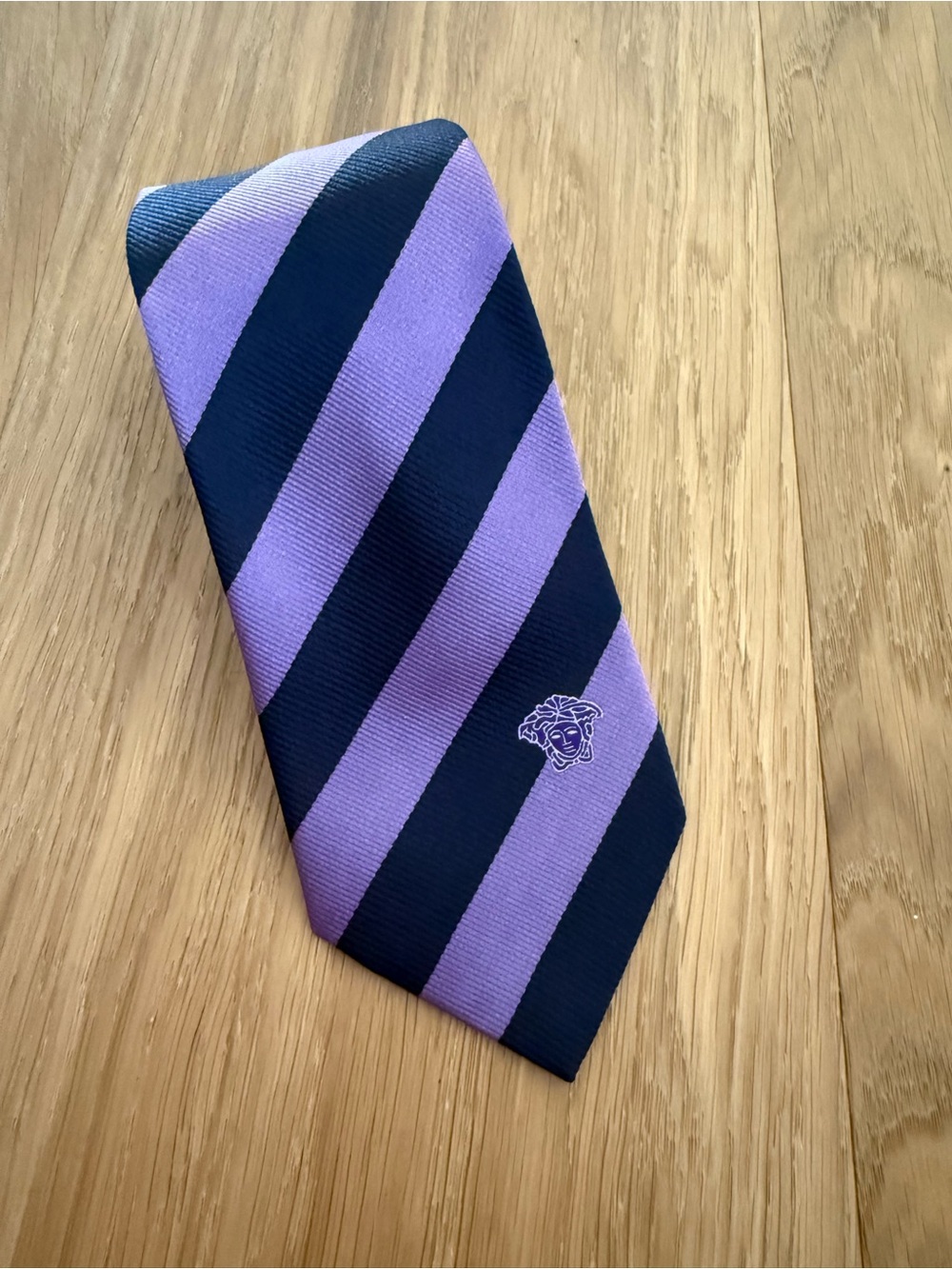 Versace Purple Medusa Print Silk Neck Tie